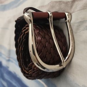 Michael Kors Genuine Leather Braided Belt Brown S